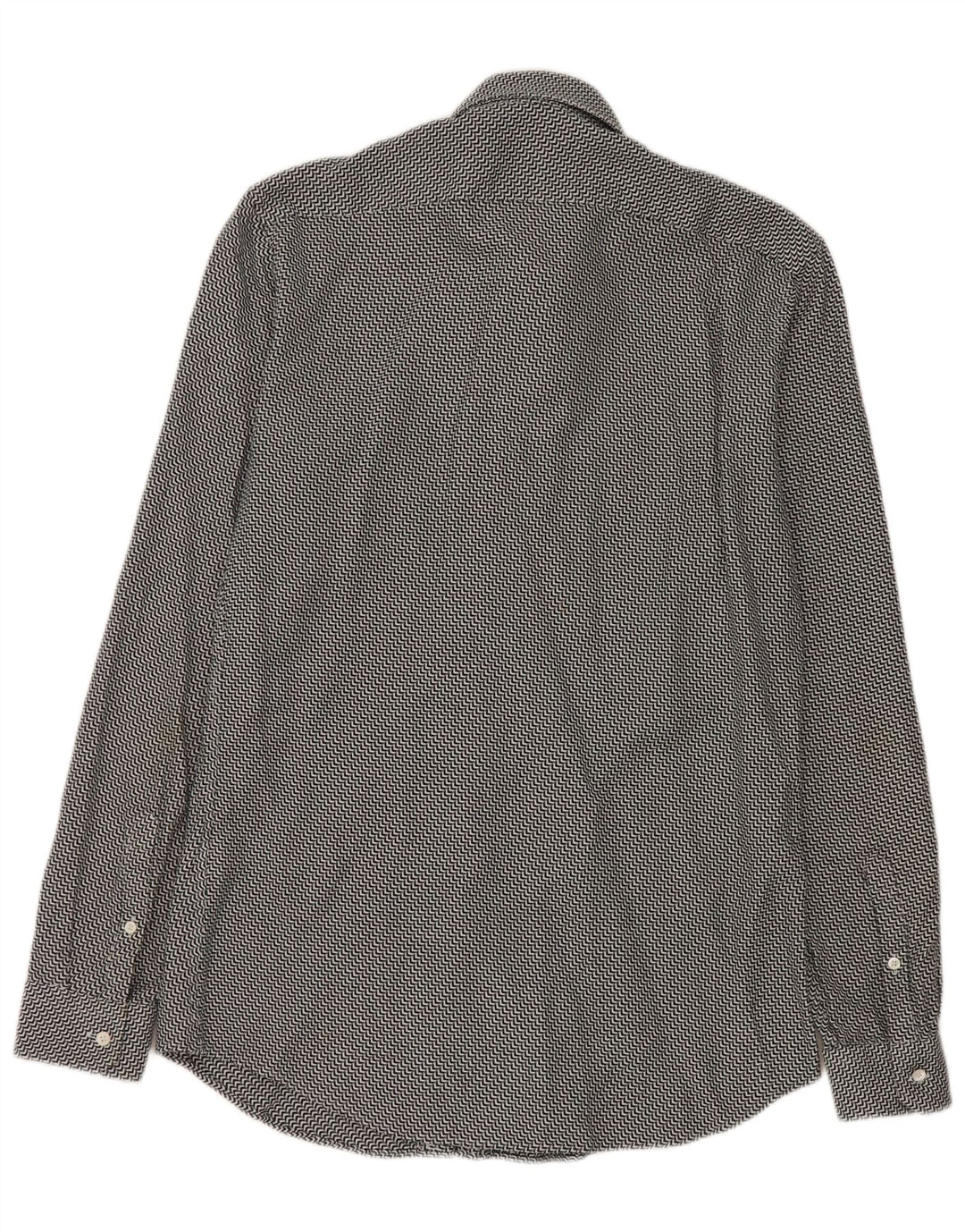 Camicia Reiss da uomo slim fit in cotone Chevron nero medio