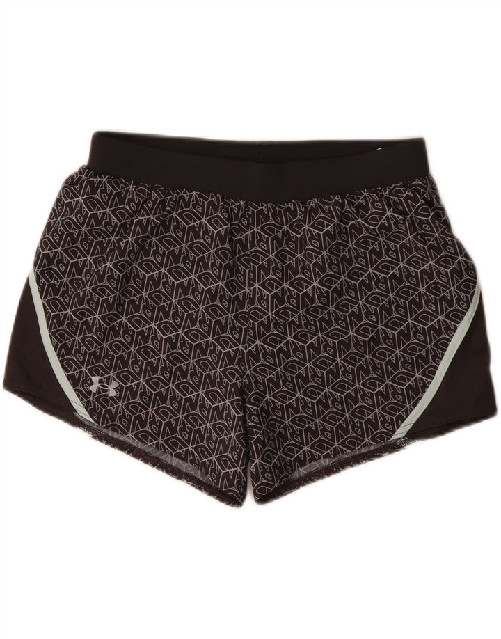 UNDER ARMOUR Womens Abstract Pattern Sport Shorts UK 14 Medium Black