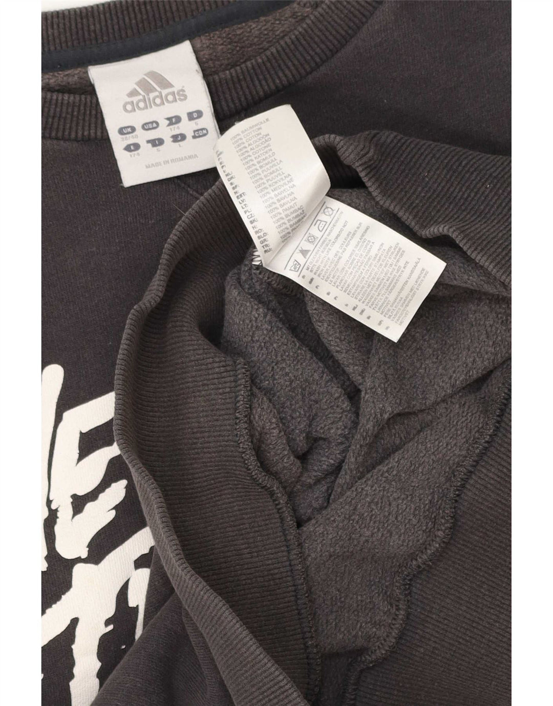 Felpa grafica da uomo Adidas Maglione UK 38/40 Cotone grigio medio