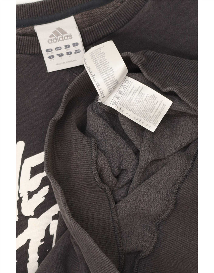 Felpa grafica da uomo Adidas Maglione UK 38/40 Cotone grigio medio