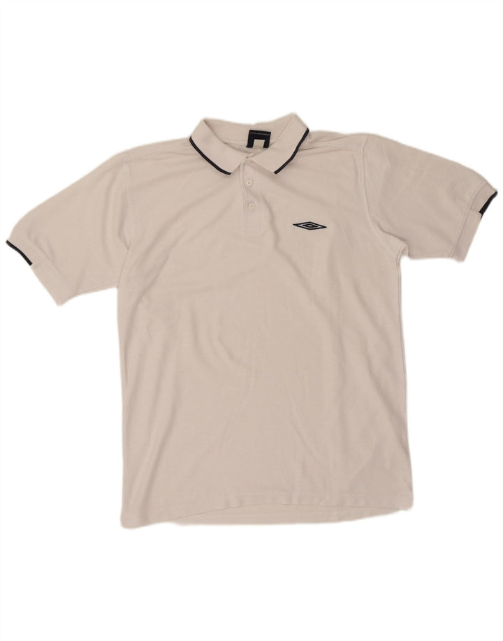 Polo da uomo Umbro in poliestere bianco medio