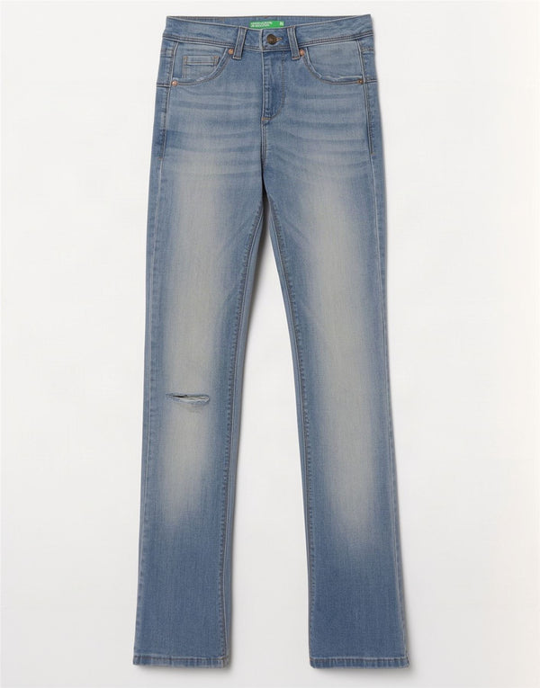 Jeans Bootcut slim effetto consumato Benetton da donna W26 L31 Blu
