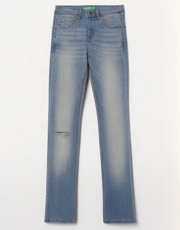 Jeans Bootcut slim effetto consumato Benetton da donna W26 L31 Blu
