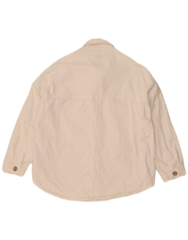 Giacca di jeans oversize da donna Zara UK 14 cotone bianco medio