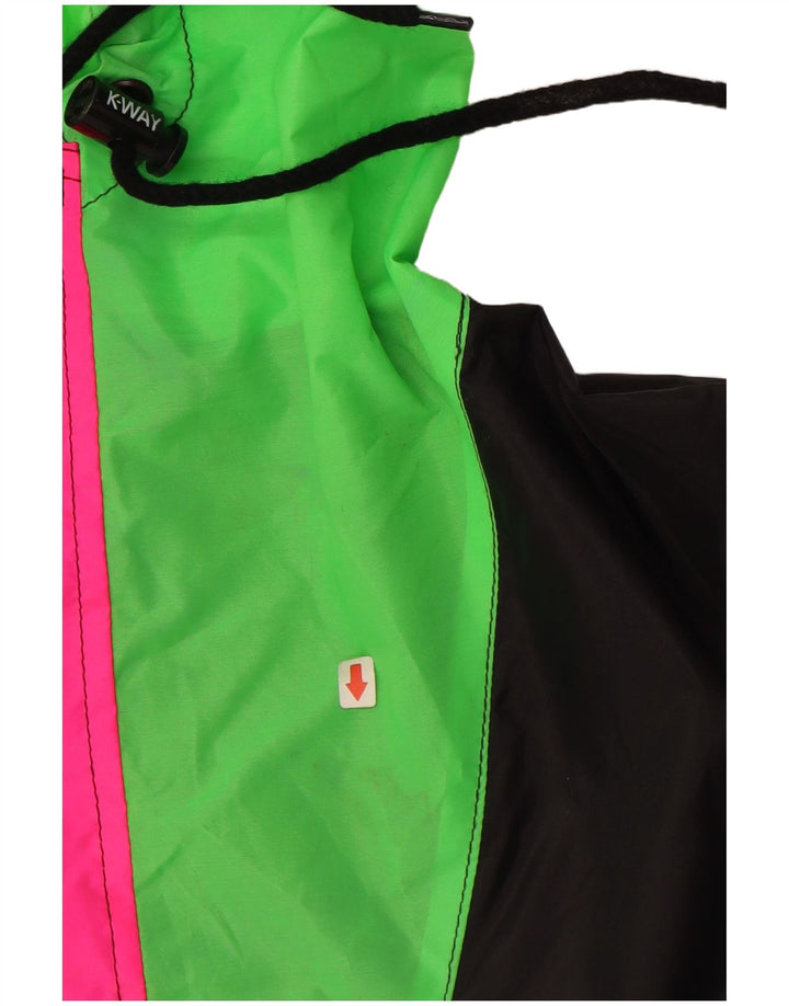 Giacca anorak da uomo con cappuccio K-WAY UK 40 Large nera in poliammide color block