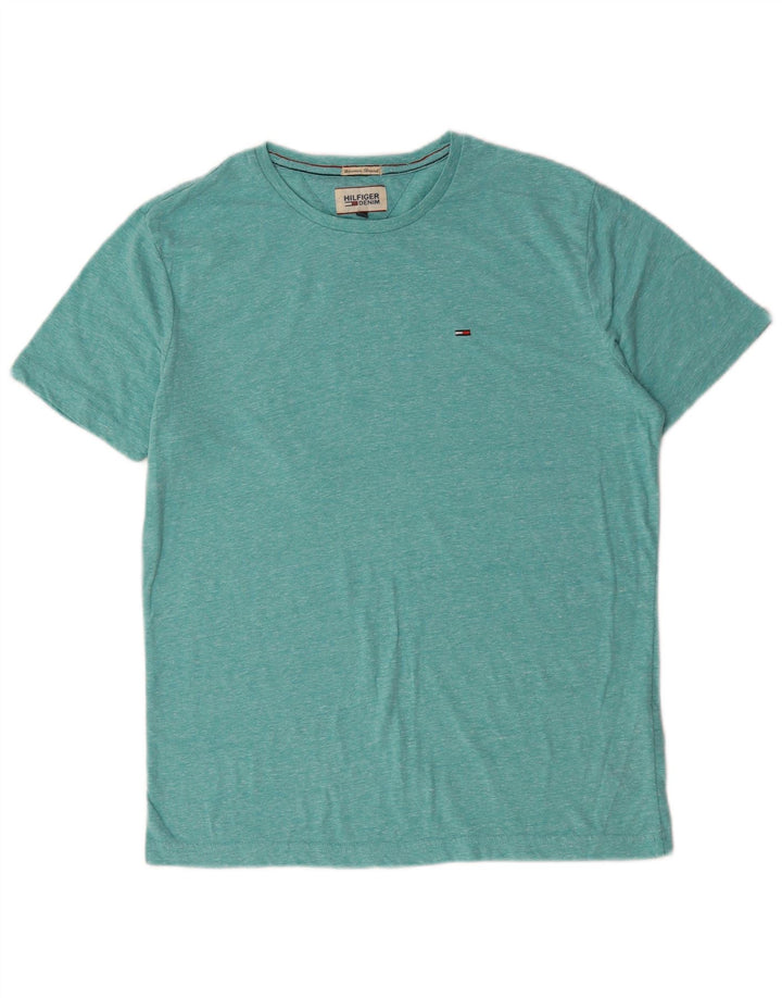 T-shirt da uomo Tommy Hilfiger Top in cotone chiazzato turchese medio