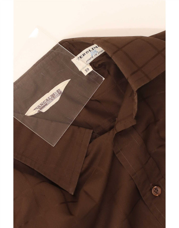 Camicia vintage da uomo taglia 39 Marrone medio geometrico