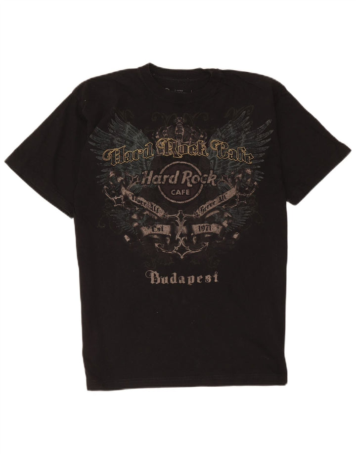 T-shirt grafica da uomo Budapest Hard Rock Cafe, cotone nero medio