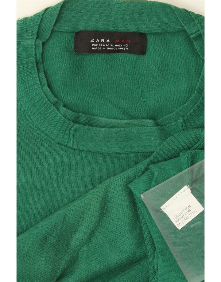 Maglione maglione girocollo da uomo Zara XL in cotone verde