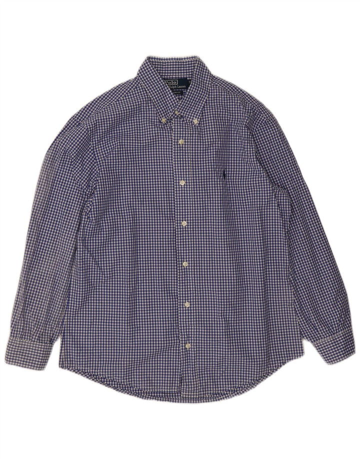 Polo Ralph Lauren Camicia da uomo Taglia 39 15 1/2 Medium Blu Navy a quadretti