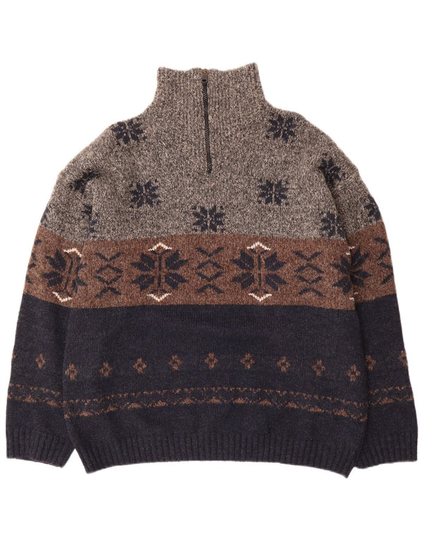 Angelo Litrico Maglione da uomo con zip e collo XL Blu navy Fair Isle acrilico