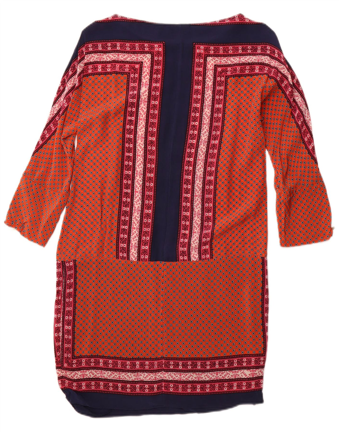 MASSIMO DUTTI Abito da donna a trapezio con maniche a 3/4 UK 12 Arancione medio floreale