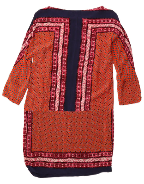 MASSIMO DUTTI Abito da donna a trapezio con maniche a 3/4 UK 12 Arancione medio floreale