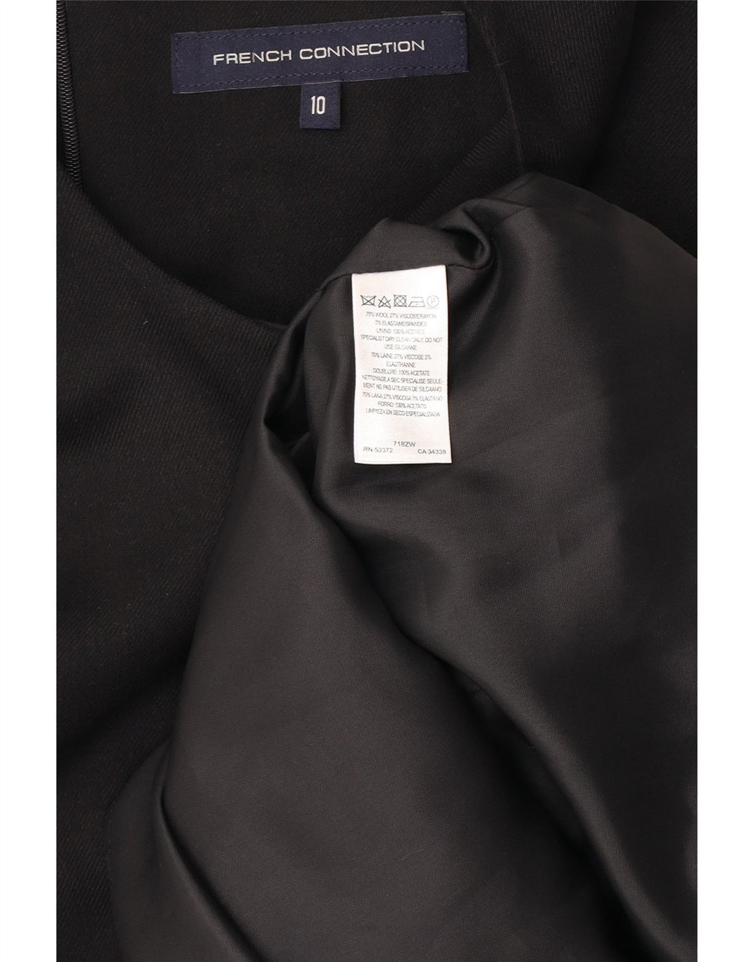 Abito a trapezio senza maniche da donna French Connection UK 10 piccolo in lana nera