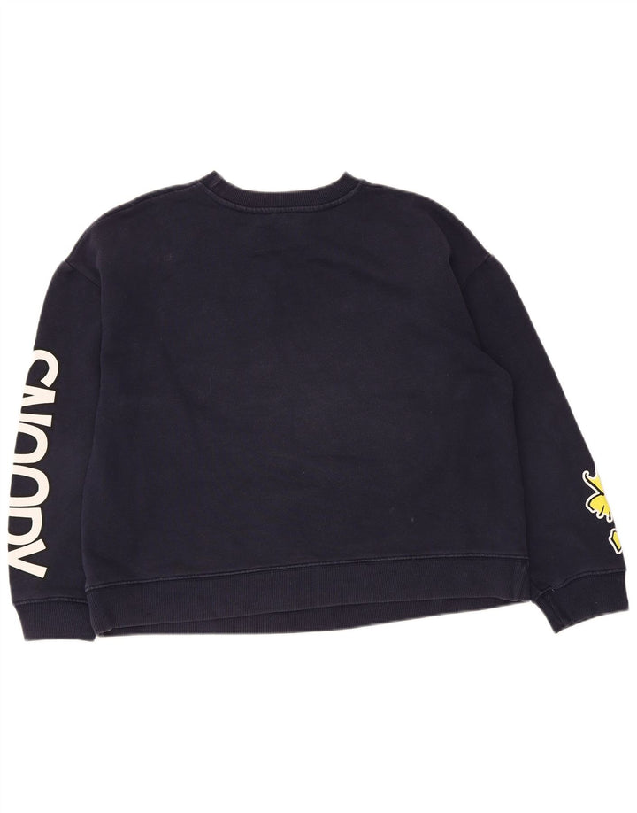 Felpa corta da donna Zara, maglione UK 14, cotone blu navy medio
