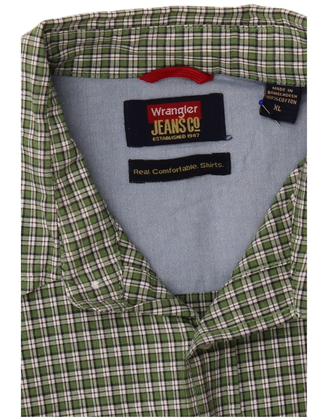 Camicia a maniche corte da uomo Wrangler XL in cotone a quadri verdi