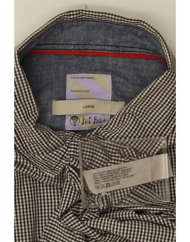 Camicia da uomo Fat Face Grande cotone a quadretti grigio