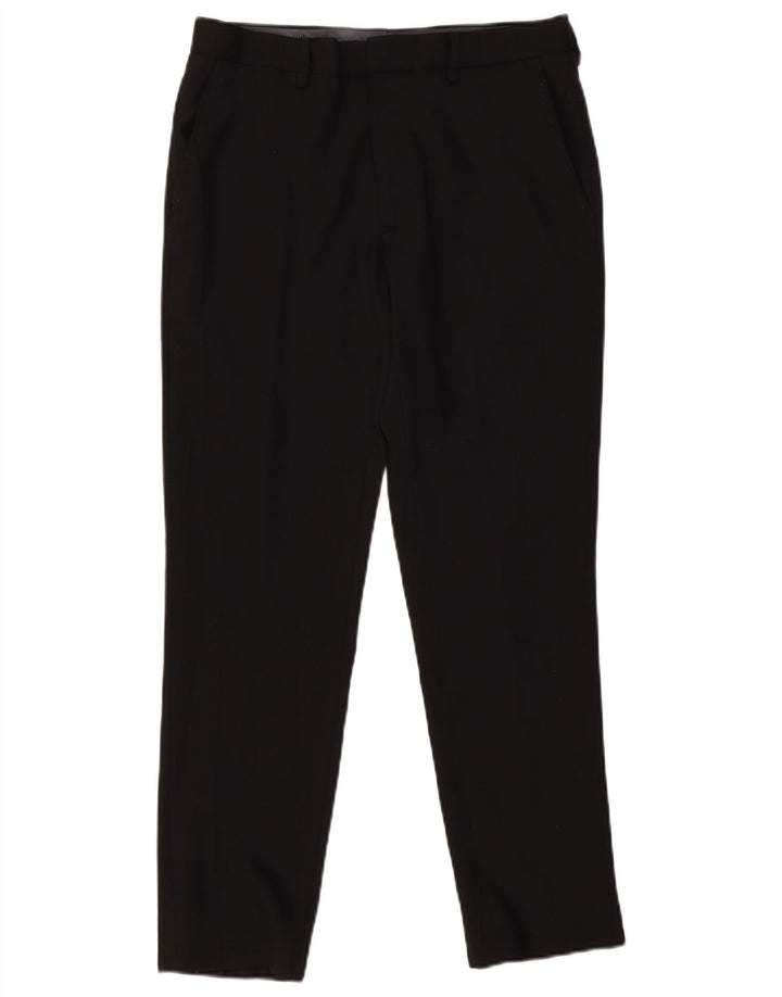 Pantaloni da abito slim fit Marks & Spencer da uomo W32 L29 lana nera