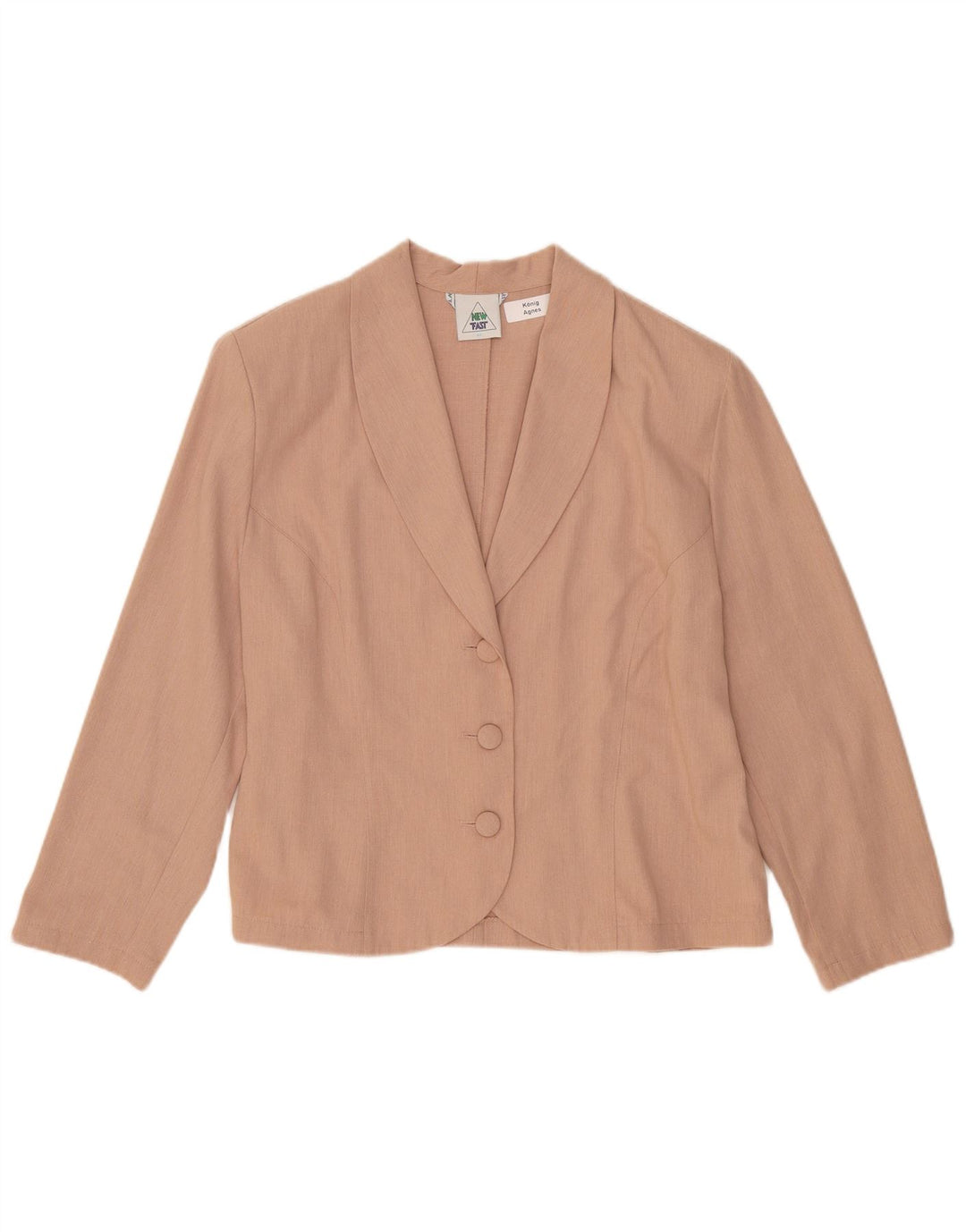 NUOVA giacca blazer da donna con maniche a 3/4 e 3 bottoni FAST EU 44 XL Poliestere beige