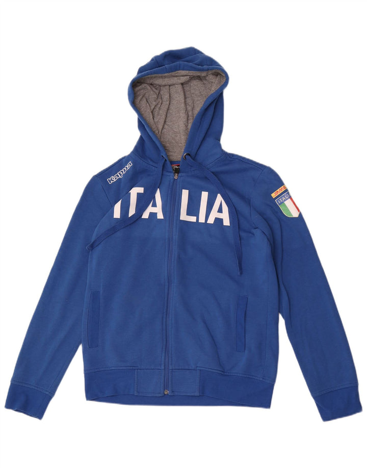 Felpa con cappuccio con zip grafica Kappa Italia da uomo grande in poliestere blu