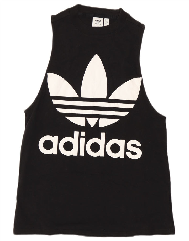 Canottiera grafica da donna Adidas UK 12 cotone medio nero