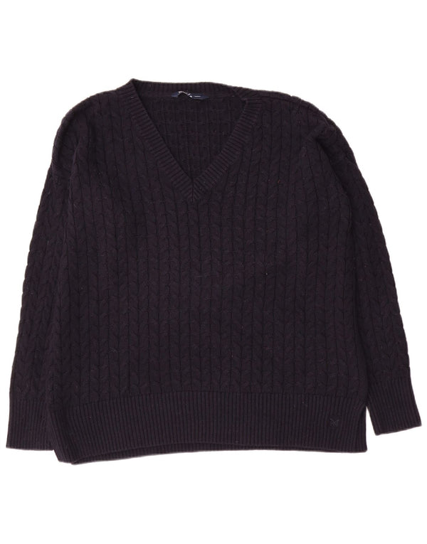 Crew Clothing Maglione oversize da donna con scollo a V UK 16 Large Blu Navy