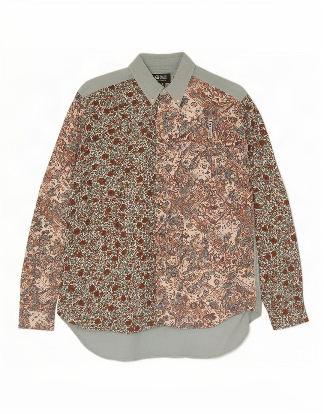 Camicia da uomo in velluto a coste Verte Vallee medio floreale multicolore