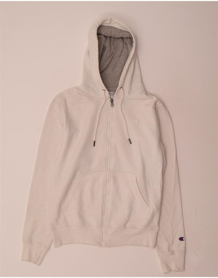 Maglione con cappuccio e zip da uomo Champion piccolo in cotone bianco