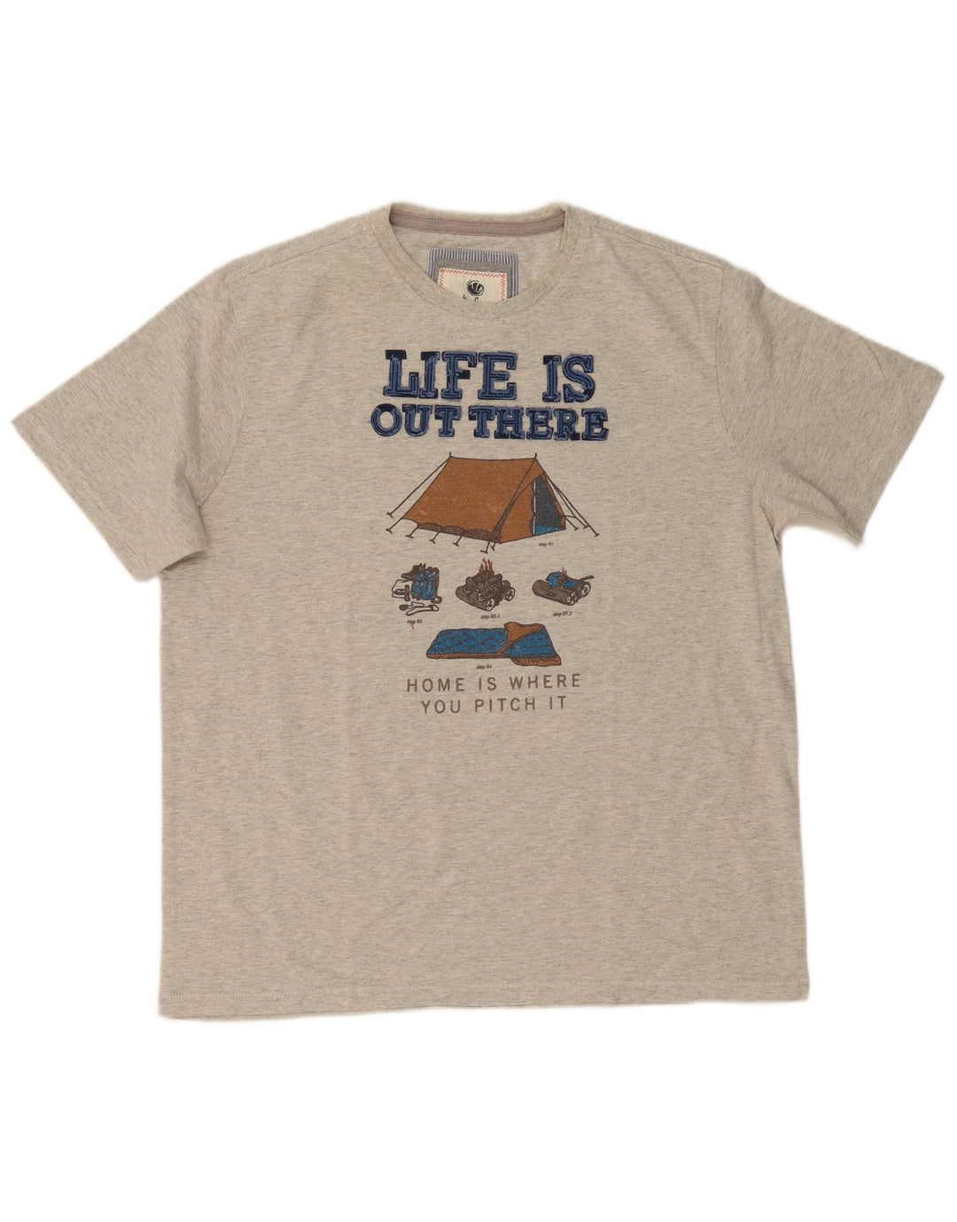 T-shirt grafica da uomo FAT FACE Top grande in cotone chiazzato grigio