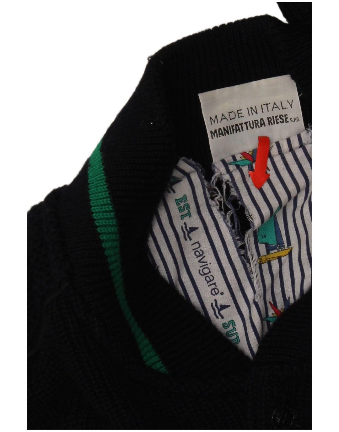 Maglione cardigan da uomo Navigare grande in lana blu navy