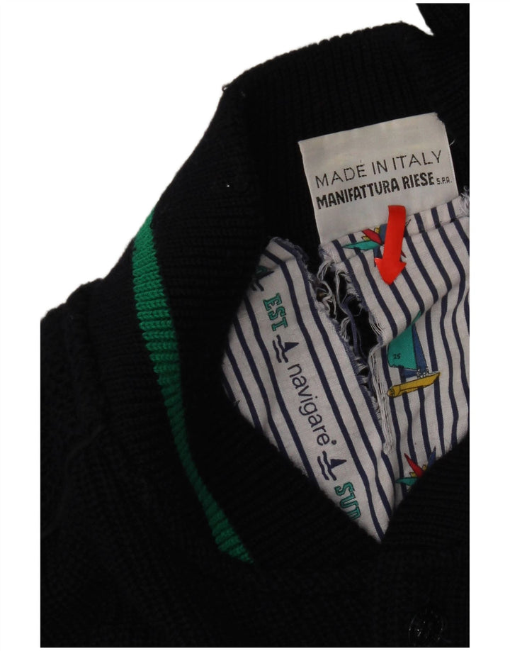 Maglione cardigan da uomo Navigare grande in lana blu navy