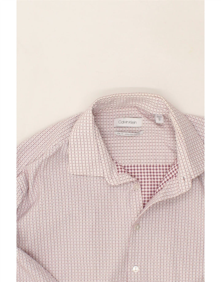 CALVIN KLEIN Mens Abstract Pattern Slim Fit Shirt Size 44 XL Pink Vintage Calvin Klein and Second-Hand Calvin Klein from Messina Hembry 