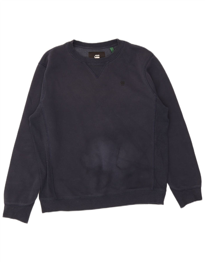 Felpa da uomo G-Star Maglione grande in cotone blu navy