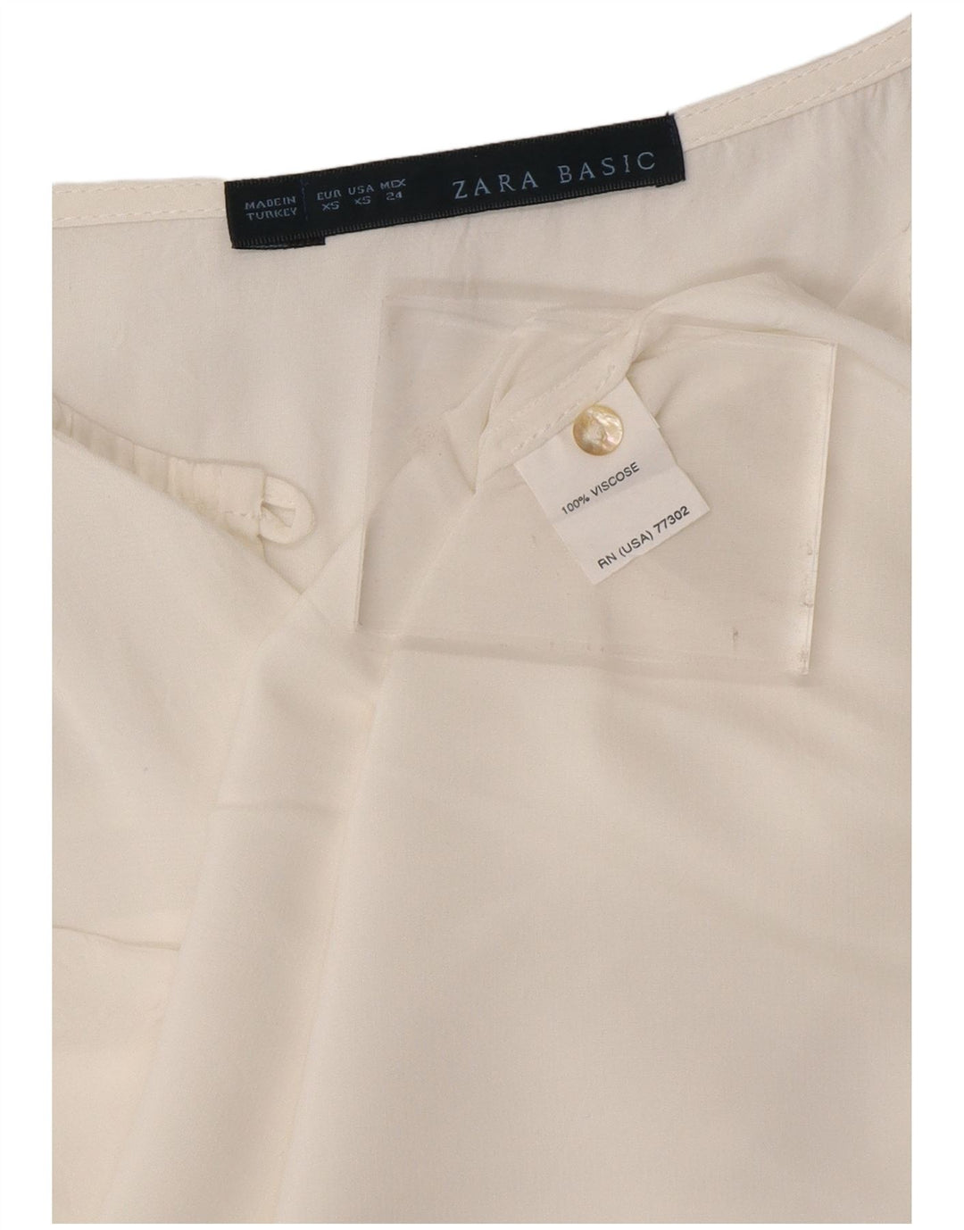 Top Blusa Donna ZARA UK 6 XS Viscosa Bianca