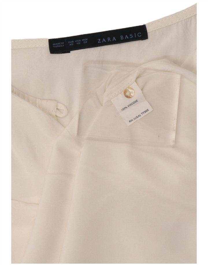 Top Blusa Donna ZARA UK 6 XS Viscosa Bianca