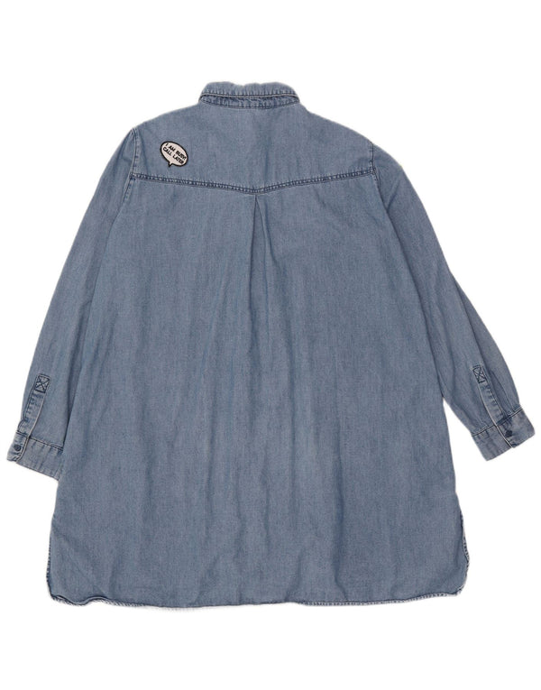 Abito camicia in denim da donna Zara UK 14 cotone blu medio