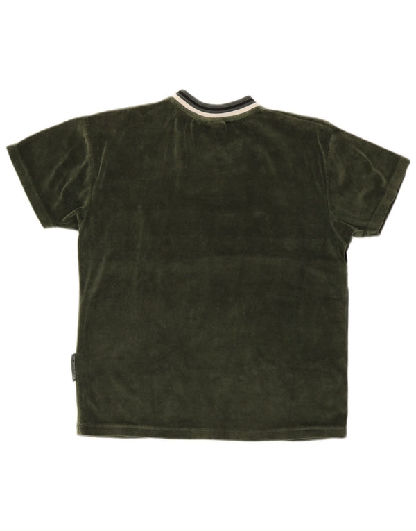 T-shirt VINTAGE per ragazzi 12-13 anni in cotone color block verde medio