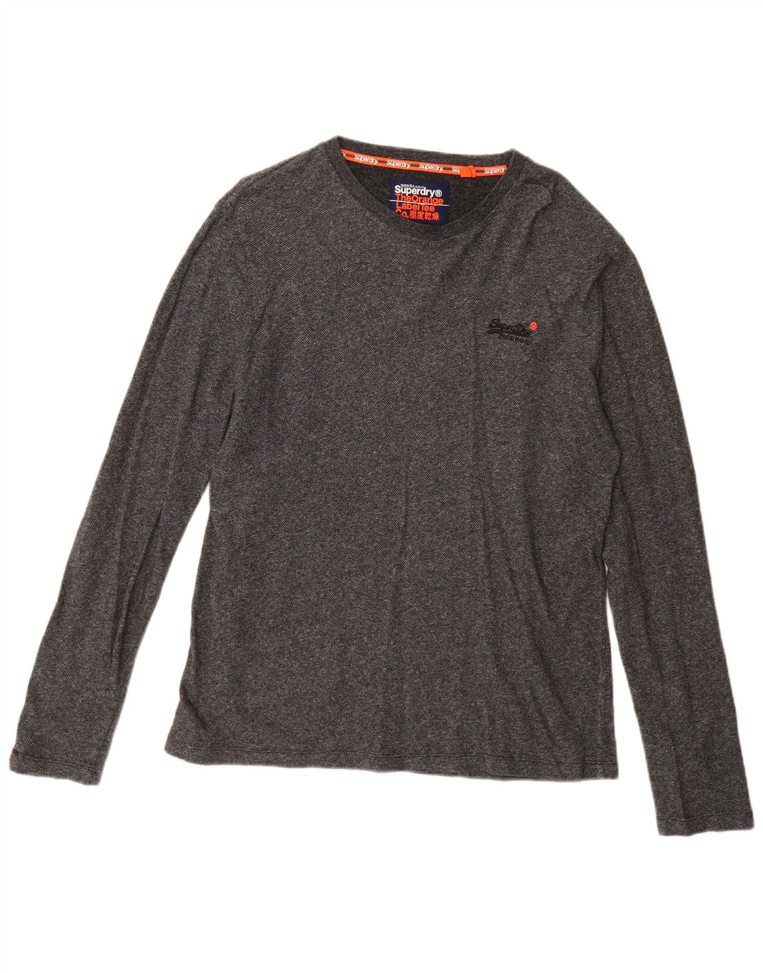 Top da uomo a maniche lunghe XL Superdry in cotone chiazzato grigio