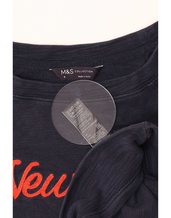 Felpa grafica da donna Marks & Spencer UK 8 Small Blu Navy