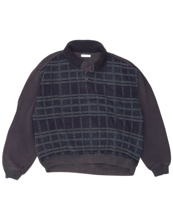 Felpa da uomo Marks & Spencer con collo alto, maglione grande, blu navy, a quadri
