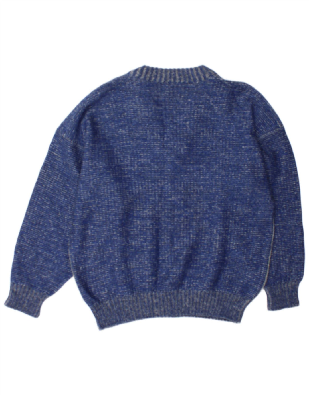 Maglione vintage da uomo con scollo a V, grande color block blu