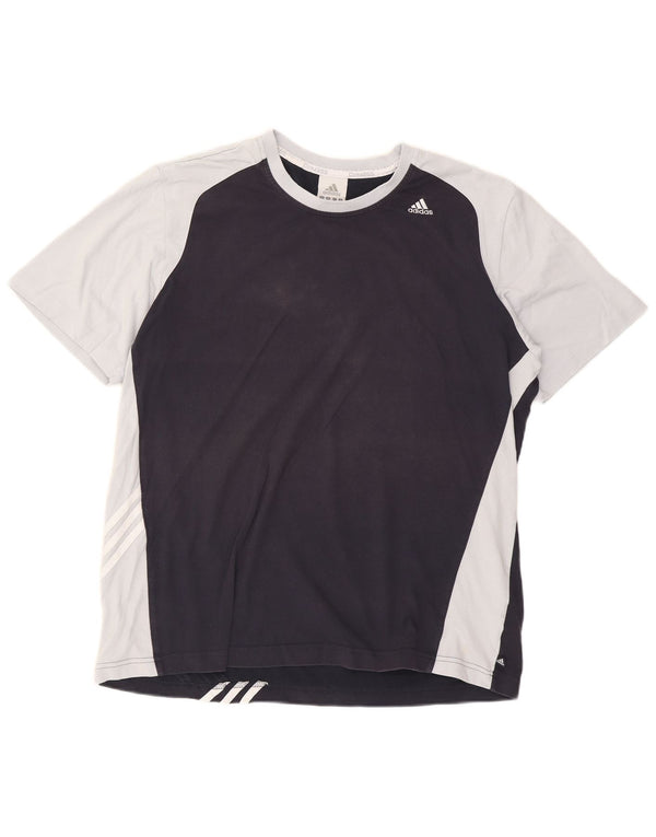 T-shirt Adidas Clima 365 da uomo XL in cotone color block blu navy