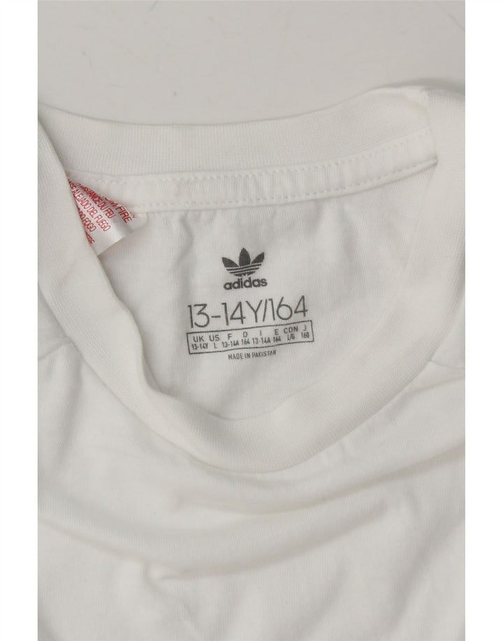 ADIDAS Boys Top Long Sleeve 13-14 Years White Cotton