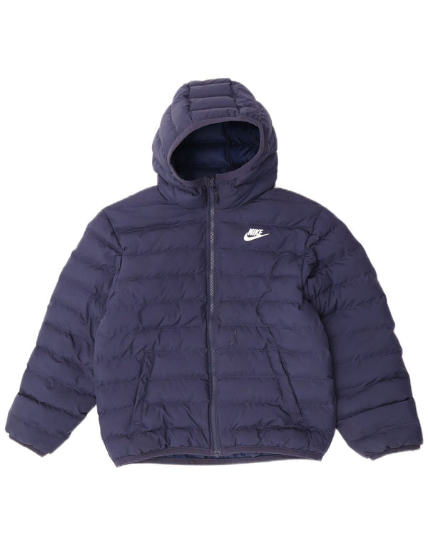 Giacca imbottita con cappuccio Nike da ragazzo 12-13 anni Large in poliestere blu navy