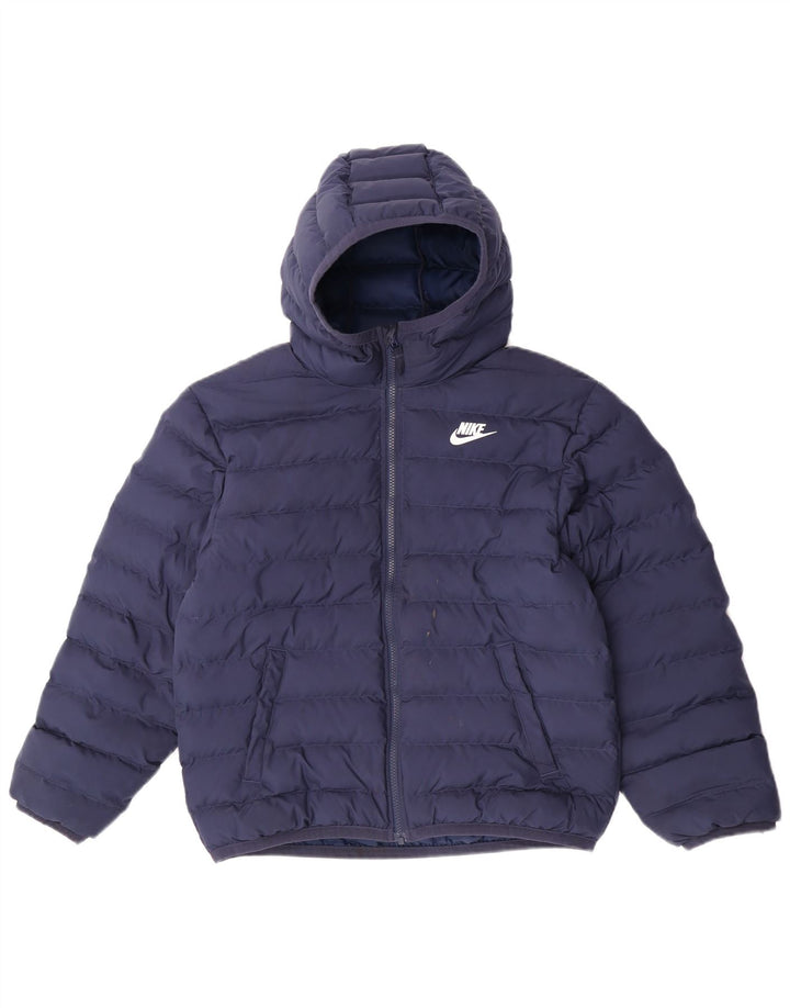 Giacca imbottita con cappuccio Nike da ragazzo 12-13 anni Large in poliestere blu navy