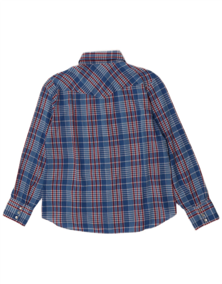 Camicia western da donna Amy Barr taglia 36 piccolo poliestere scozzese blu
