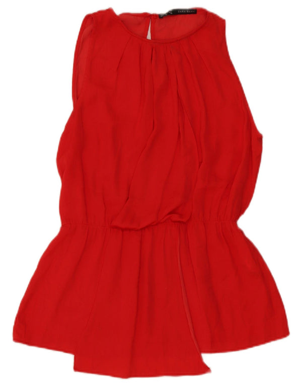 Camicetta senza maniche da donna Zara UK 14 Poliestere rosso medio