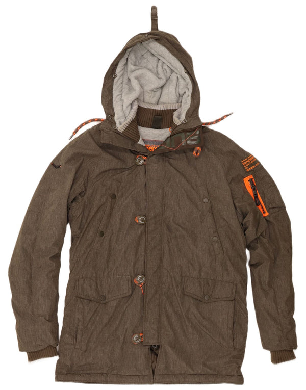 Giacca parka da uomo con cappuccio Superdry UK 42 XL poliestere kaki