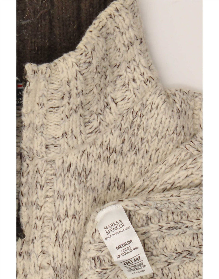 Maglione da uomo Marks & Spencer blu con collo con zip Harbour bianco medio