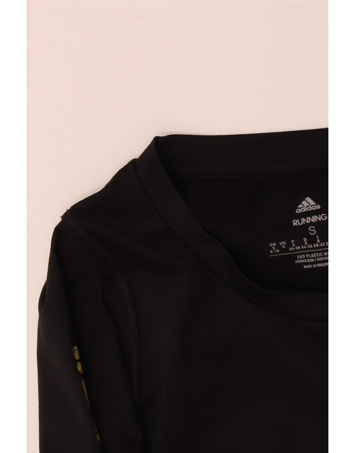 Adidas Donna Graphic Top Manica Lunga UK 8/10 Piccolo Poliestere Nero